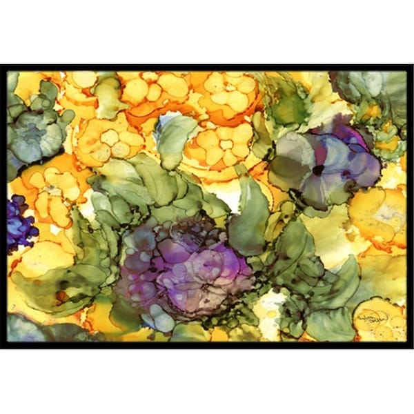 Carolines Treasures Abstract Flowers Purple & Yellow Indoor or Outdoor Mat, 18 x 27 in. CA79138 - main